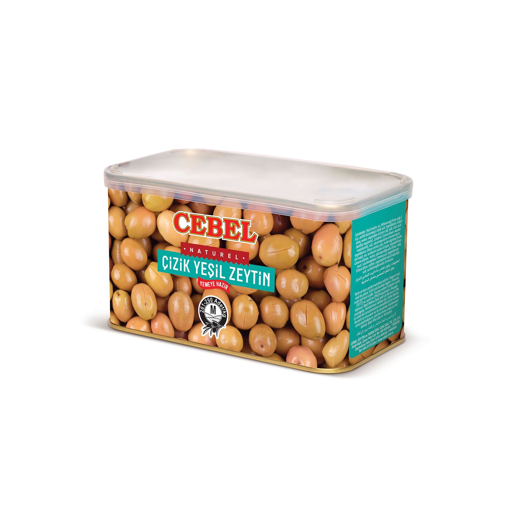 Cebel Yeşil Zeytin Çizik M Kalibre 261-290 700 gr Tnk