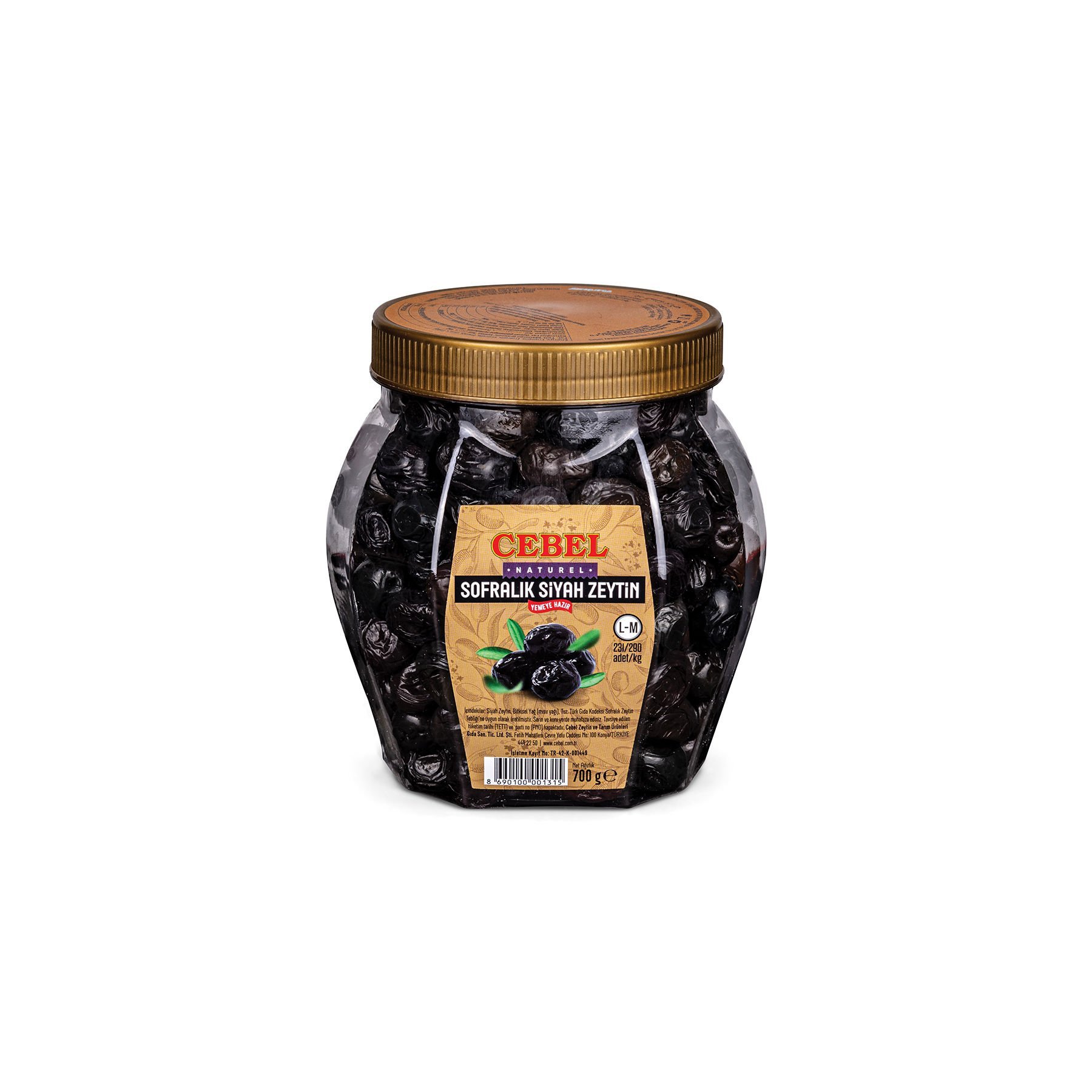 Cebel Siyah Zeytin L-M Kalibre 231-290 700 gr Pet